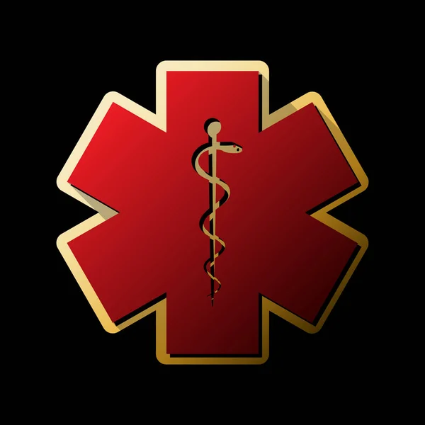 Medical Symbol Emergency Star Life Vector Red Icon Small Black — Stock Vector