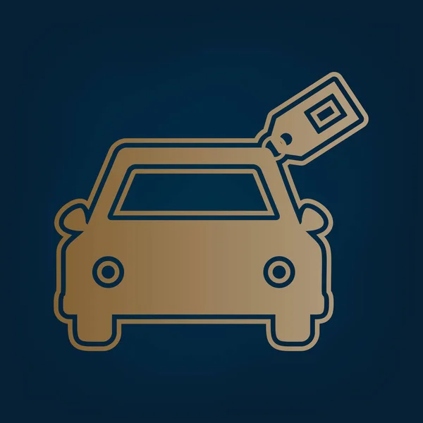 Firma Del Coche Con Etiqueta Vector Icono Dorado Borde Fondo — Vector de stock