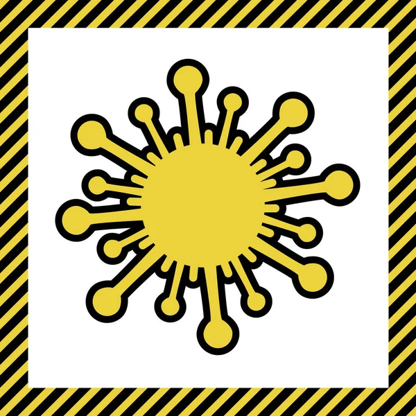 Ilustración Signos Virus Vector Icono Amarillo Cálido Con Contorno Negro — Vector de stock