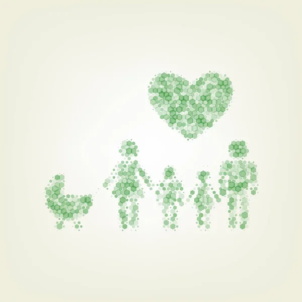 Aile Işareti Kalp Ile Karı Koca Çocuk Eller Tutulur Vektör — Stok Vektör