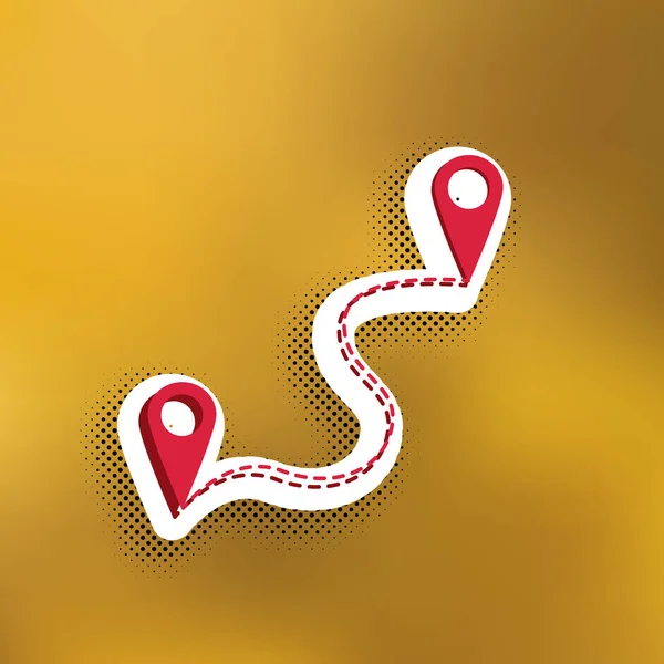 Gps Konumu Pin Navigasyon Haritası Imzala Vektör Altın Arka Plan — Stok Vektör