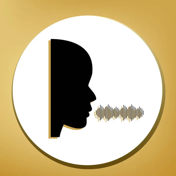 Des Gens Qui Parlent Chantent Vecteur Icône Noire Avec Ombre — Image vectorielle
