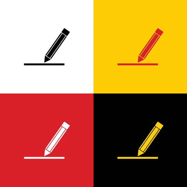 Bleistiftzeichnung Vektor Symbole Der Deutschen Flagge Auf Entsprechenden Farben Als — Stockvektor