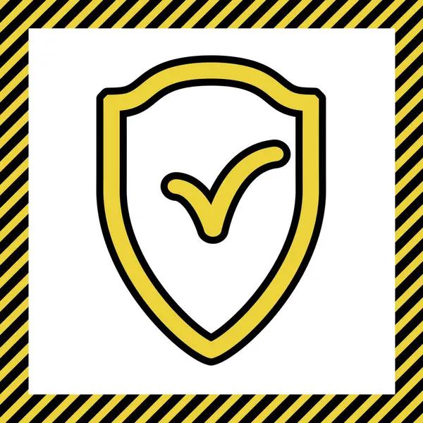 Signe Bouclier Comme Symbole Protection Assurance Vecteur Icône Jaune Chaud — Image vectorielle