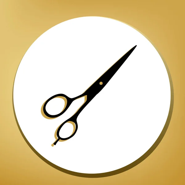 Hair Cutting Scissors Sign Vector Black Icon Light Brown Shadow — Stock Vector