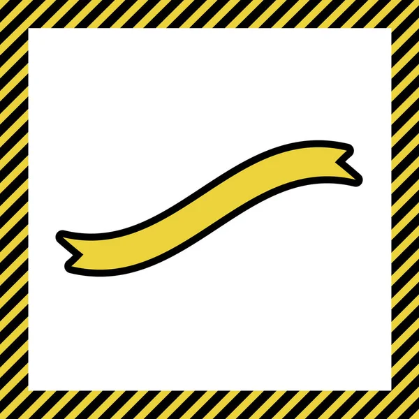 Transparent Wstążka Znak Wektor Ciepły Żółty Ikona Czarny Kontur Ramki — Wektor stockowy