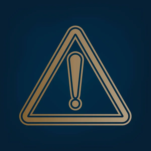 Восклицательный Знак Опасности Плоский Стиль Вектор Золотая Икона Граница Темно — стоковый вектор