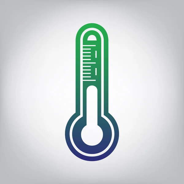 Meteo Diagnostické Technologie Teploměru Znamení Vektor Zelené Modrou Přechodu Obrysu — Stockový vektor