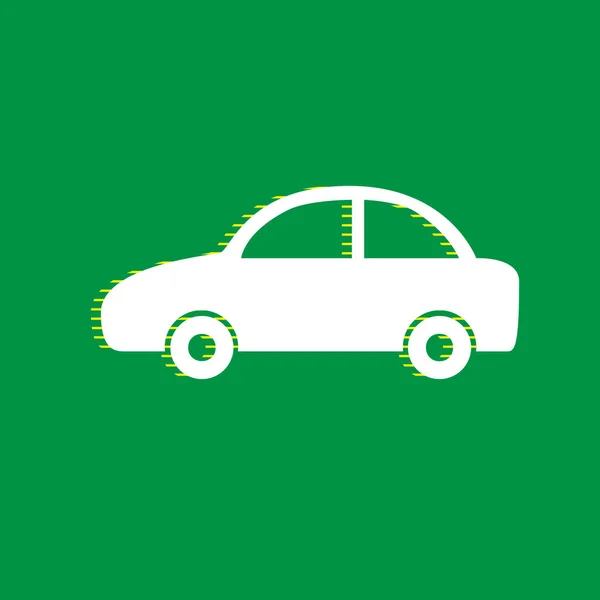 Araba Işareti Illüstrasyon Vektör Yeşil Arka Plan Sarı Çizgili Gölge — Stok Vektör