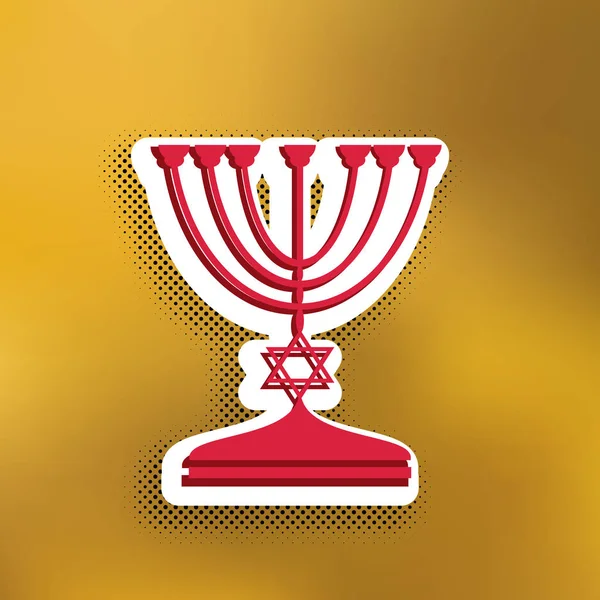 Candelero Judío Menorah Silueta Negra Vector Icono Magenta Con Sombra — Vector de stock