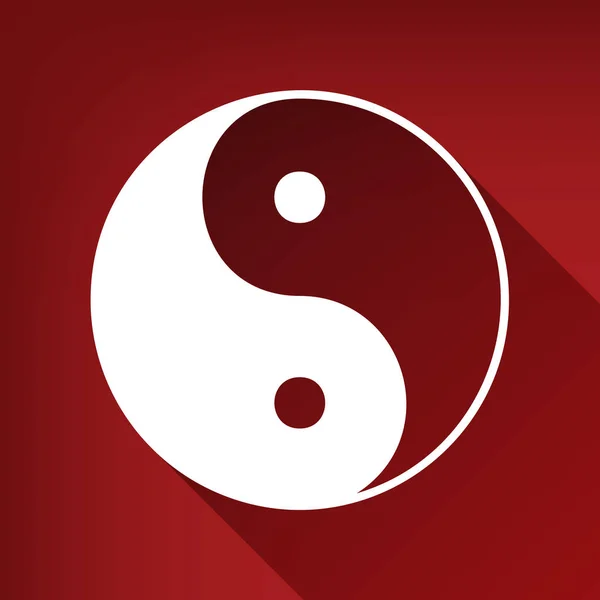 Ying Yang Simbolo Armonia Equilibrio Vettore Icona Bianca Con Ombra — Vettoriale Stock