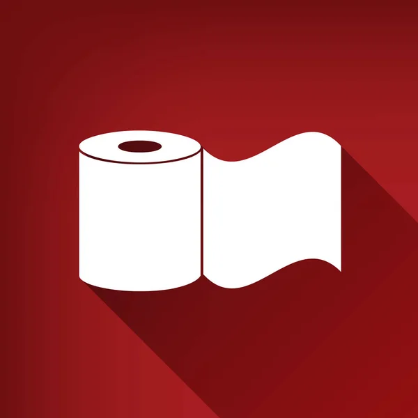Туалетная Бумага Знак Вектор Белый Значок Безграничной Тенью Рубиново Красном — стоковый вектор