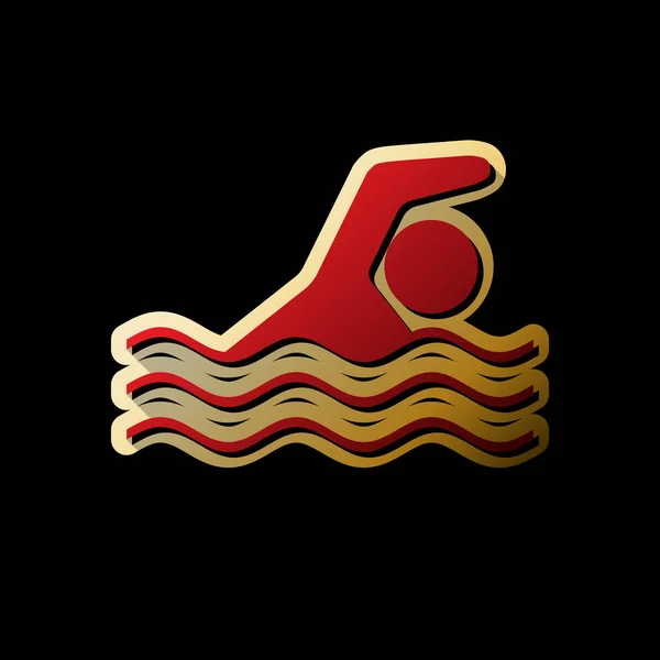 Panneau Natation Vecteur Icône Rouge Avec Petites Ombres Noires Illimitées — Image vectorielle
