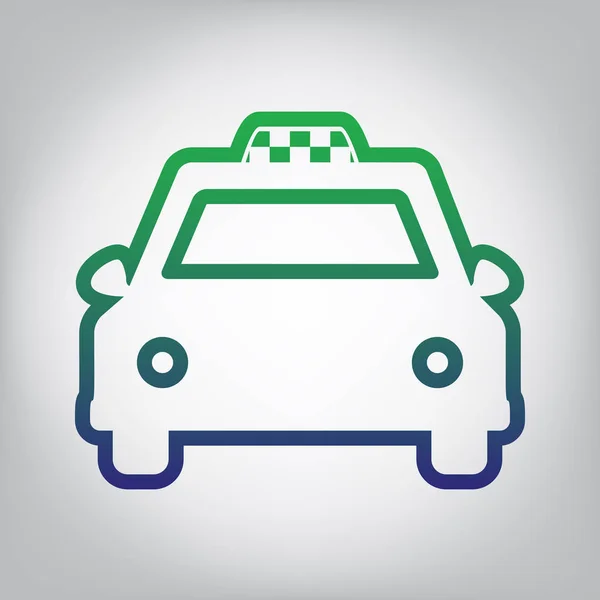 Ilustración Señal Taxi Vector Icono Contorno Degradado Verde Azul Fondo — Vector de stock