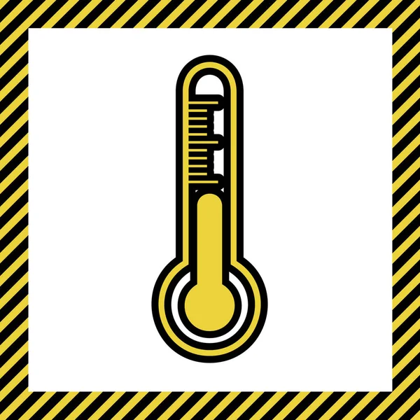 Wetterdiagnose Technologie Thermometer Zeichen Vektor Warmgelbes Symbol Mit Schwarzer Kontur — Stockvektor