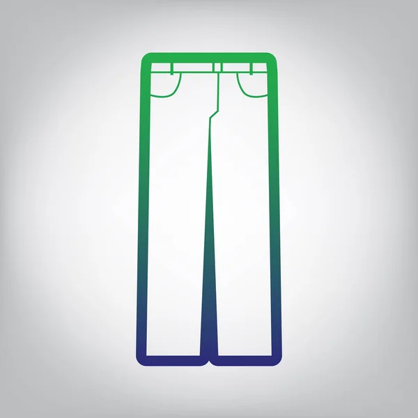 Vaqueros Hombre Pantalón Vector Icono Contorno Degradado Verde Azul Fondo — Vector de stock