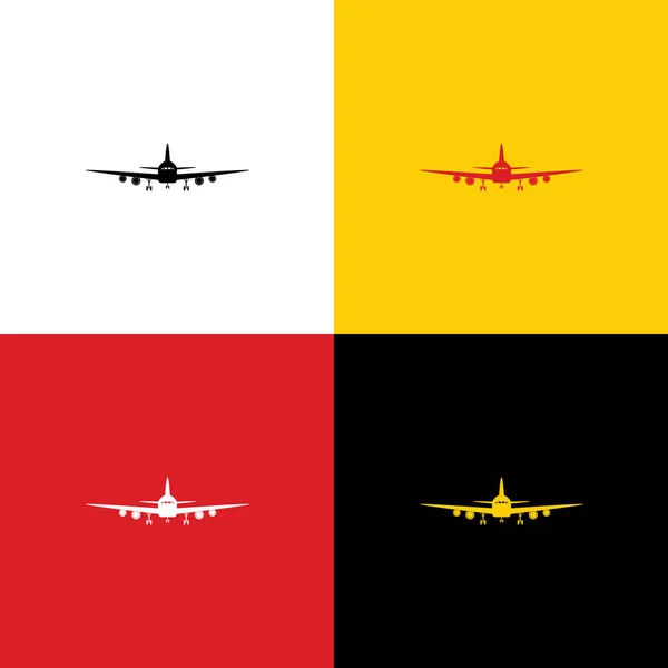 Fliegendes Flugzeugschild Frontansicht Vektor Symbole Der Deutschen Flagge Auf Entsprechenden — Stockvektor