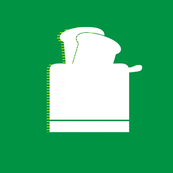 Ekmek Kızartma Makinesi Basit Kayıt Vektör Yeşil Arka Plan Sarı — Stok Vektör