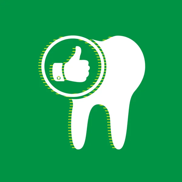 Diş Işareti Sembol Yaşasın Ile Vektör Yeşil Arka Plan Sarı — Stok Vektör
