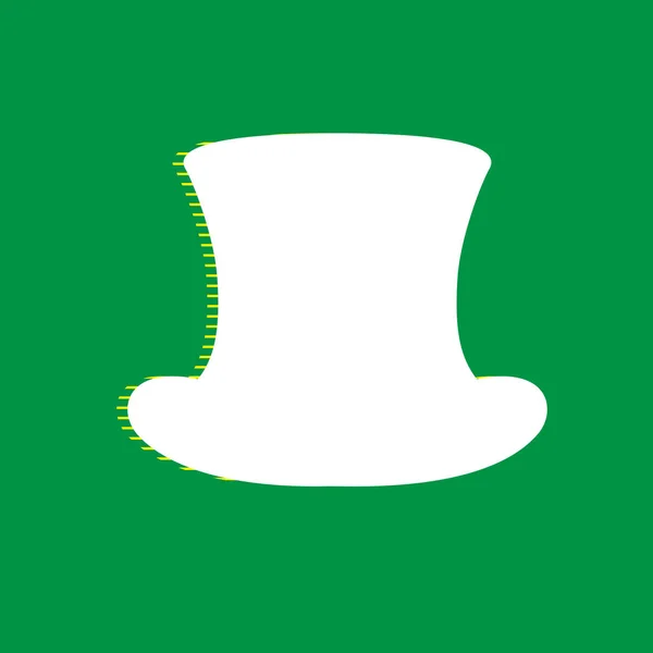 Σημάδι Επάνω Hat Διάνυσμα Λευκή Επίπεδη Εικονίδιο Κίτρινο Ριγέ Σκιά — Διανυσματικό Αρχείο