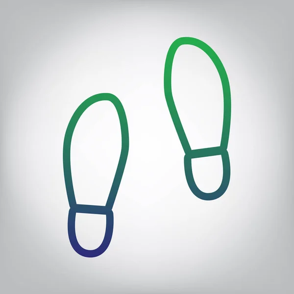 Imprint Soles Shoes Sign Vector Green Blue Gradient Contour Icon — Stock Vector