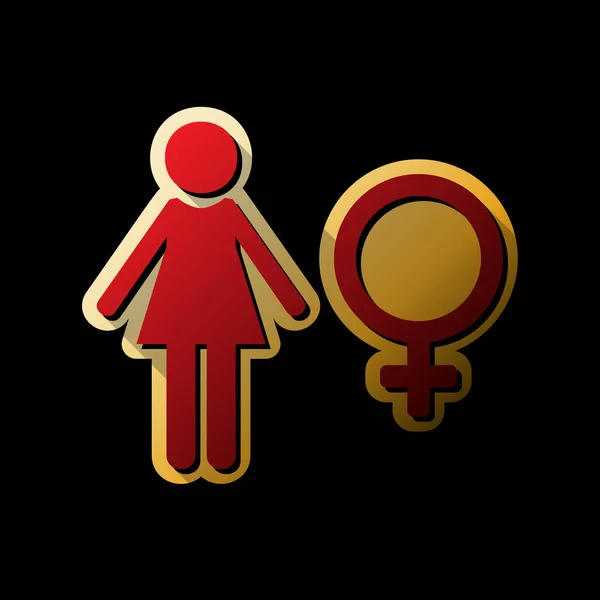 Ilustração Sinal Feminino Vector Ícone Vermelho Com Pequenas Sombras Pretas — Vetor de Stock