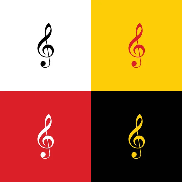 Signo Violino Música Clef Fenda Tripla Vector Ícones Bandeira Alemã — Vetor de Stock