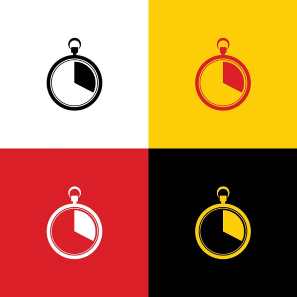 Seconds Minutes Stopwatch Sign Vector Icons German Flag Corresponding Colors — Stock Vector