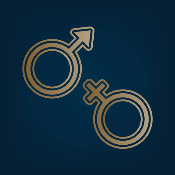 Σημάδι Σύμβολο Του Σεξ Διάνυσμα Χρυσή Εικόνα Και Σύνορα Σκούρο — Διανυσματικό Αρχείο