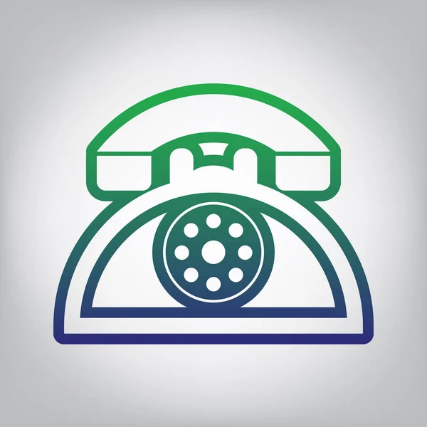 Señal Teléfono Retro Vector Icono Contorno Degradado Verde Azul Fondo — Vector de stock