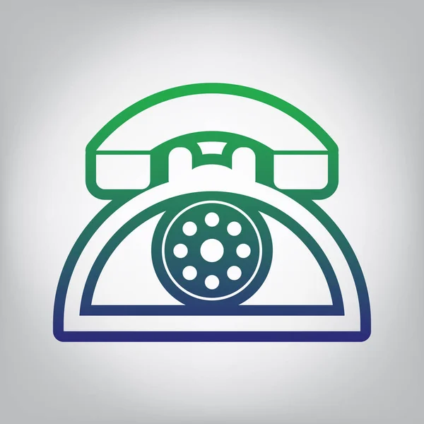 Sinal Telefone Retrô Vector Ícone Contorno Gradiente Verde Azul Fundo — Vetor de Stock