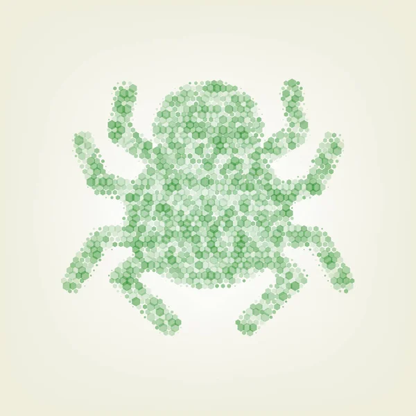 Ілюстрація Знака Павука Вектор Зелена Шестикутна Растрова Іконка Шумна Непрозорість — стоковий вектор