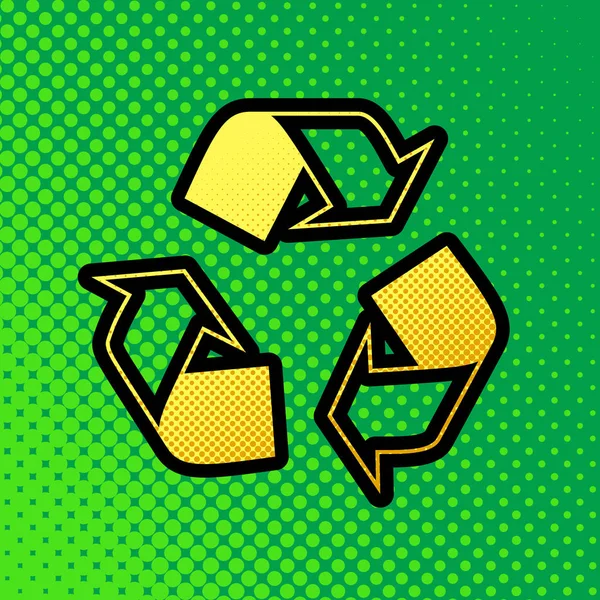 Reciclar Conceito Logotipo Vector Pop Art Laranja Para Pontos Amarelos — Vetor de Stock