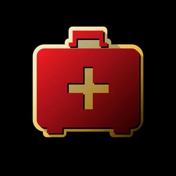 Signe Médical Boîte Premiers Soins Vecteur Icône Rouge Avec Petites — Image vectorielle