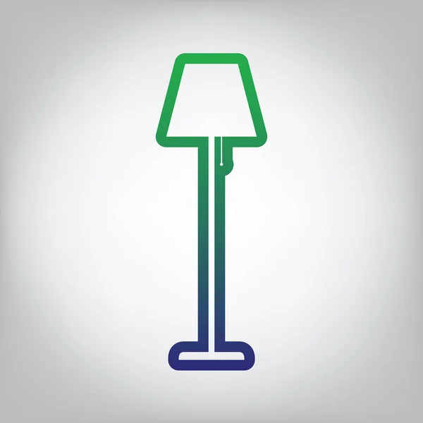 Lampa Podłogowa Znak Ilustracja Wektor Zielonego Niebieski Kontur Ikona Szarawy — Wektor stockowy