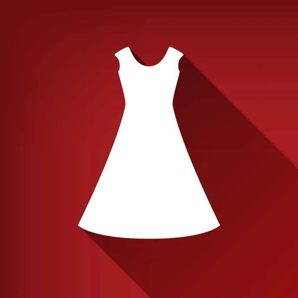 美しいロングドレスの標識です ベクトル ルビーの赤い背景に無限の影のついた白いアイコン — ストックベクタ