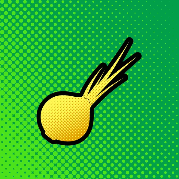 Signo Cebolla Ingrediente Ensalada Vegetales Saludables Vector Pop Art Icono — Vector de stock