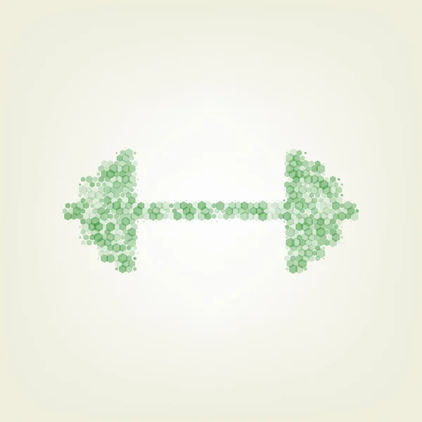 Знак Гантели Вектор Зеленый Шестиугольник Рафинированный Значок Шумная Прозрачность Размер — стоковый вектор