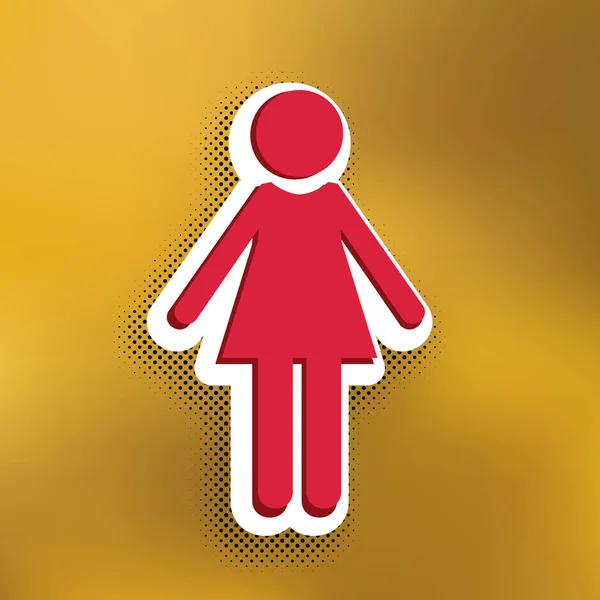 Illustration Signe Femme Vecteur Icône Magenta Avec Ombre Sombre Autocollant — Image vectorielle