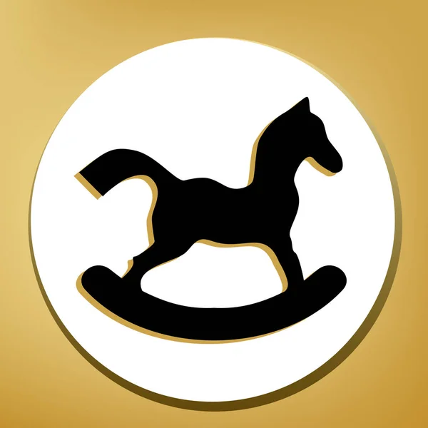 Pferdespielzeugschild Vektor Schwarzes Symbol Mit Hellbraunem Schatten Weißem Kreis Mit — Stockvektor