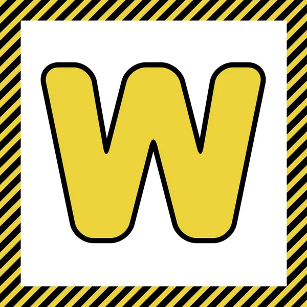 符号设计模板元素 温暖的黄色图标与黑色轮廓的框架命名为正在建设中的白色背景 — 图库矢量图片
