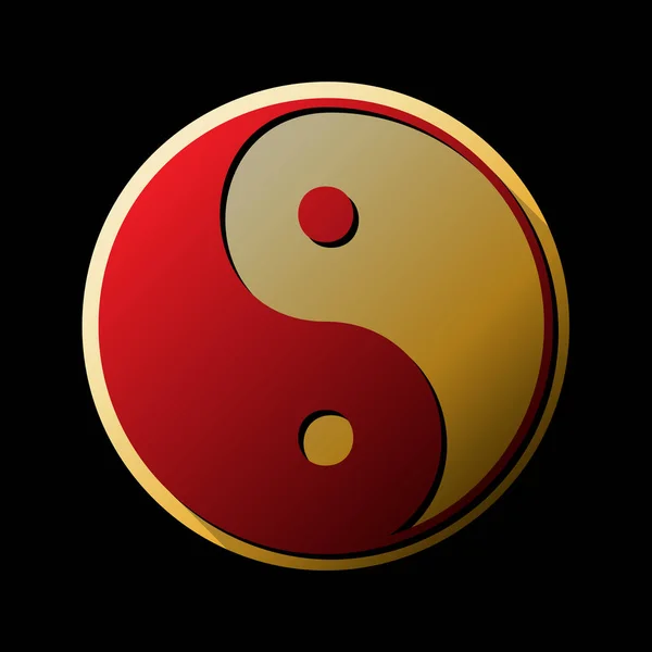 Ying Yang Symbole Harmonie Équilibre Vecteur Icône Rouge Avec Petites — Image vectorielle