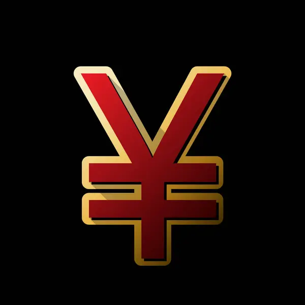 Signo Yen Vector Icono Rojo Con Pequeñas Sombras Negras Ilimitadas — Vector de stock