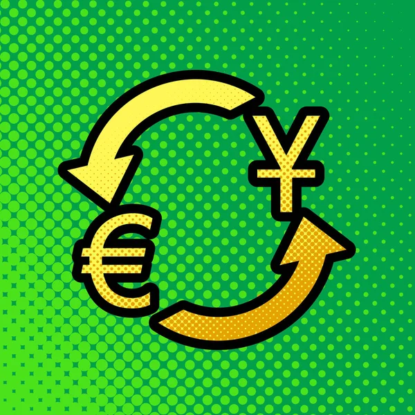 Teken Een Wisselkantoor Dollar Euro Vector Pop Art Oranje Tot — Stockvector