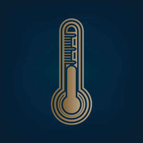 Вивіска Термометра Метеорологічної Діагностики Вектор Золота Ікона Кордон Темному Блакитному — стоковий вектор
