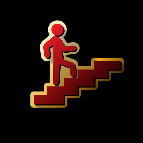 Homme Dans Les Escaliers Monte Vecteur Icône Rouge Avec Petites — Image vectorielle