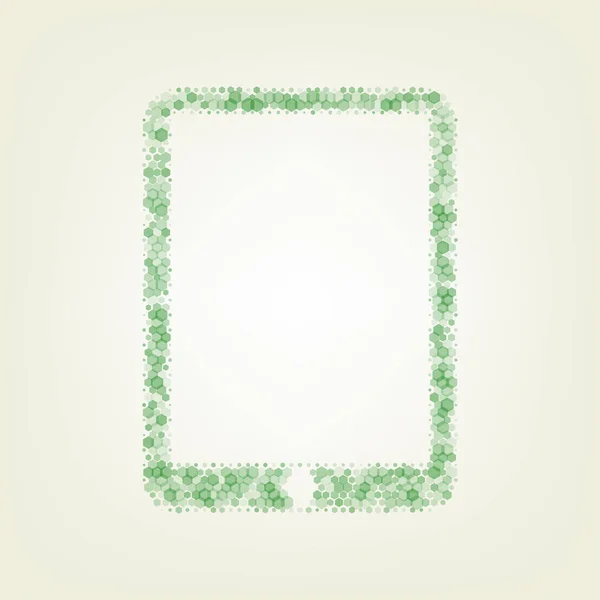 Počítač Tablet Znamení Vektor Zelená Šestiúhelník Rastered Ikonu Zašuměný Krytí — Stockový vektor