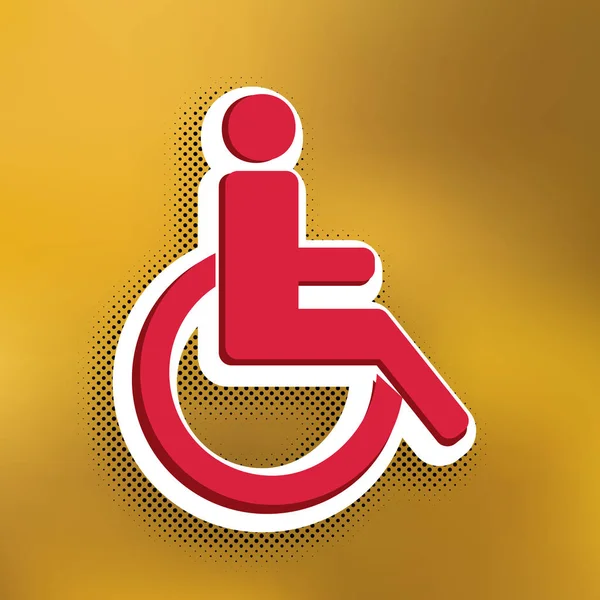 Handicap Teken Afbeelding Vector Magenta Icoon Met Donkere Schaduw Witte — Stockvector