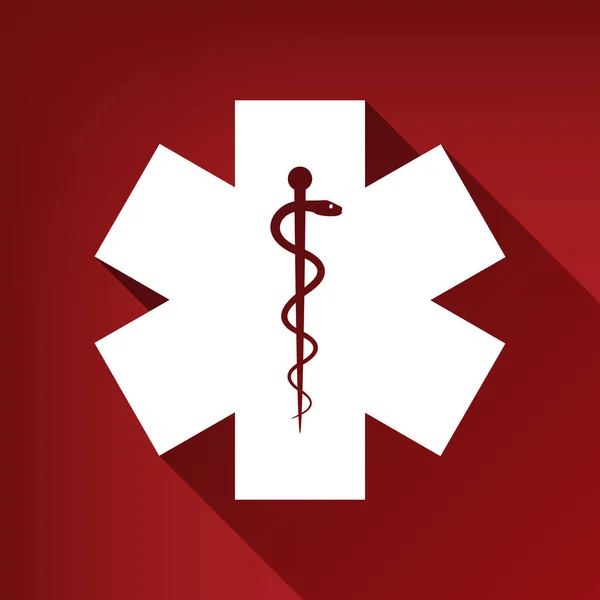 Símbolo Médico Emergência Estrela Vida Vector Ícone Branco Com Sombra — Vetor de Stock