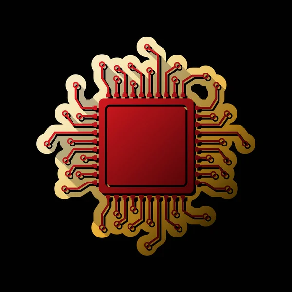 Illustrazione Microprocessore Cpu Vettore Icona Rossa Con Piccole Ombre Nere — Vettoriale Stock